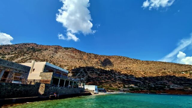 Time lapse of the rock inlet of the island Spinalonga on Greece.