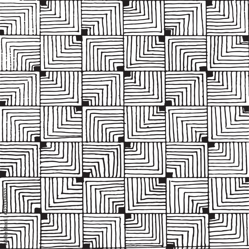 Poster black and white tileable pattern. grunge worn damask pattern design. distressed fabric texture. over