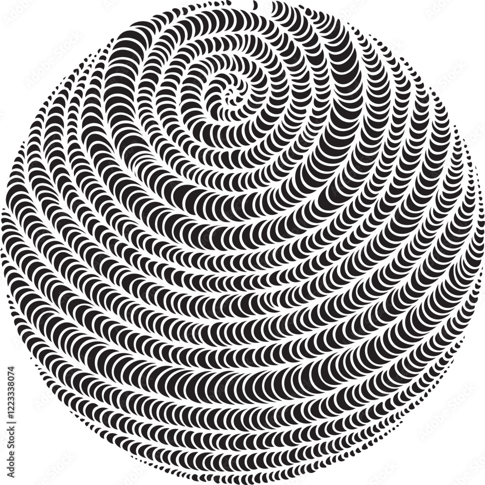 Poster circular black and white pattern. texture composed of irregular geometric elements. distressed uneve