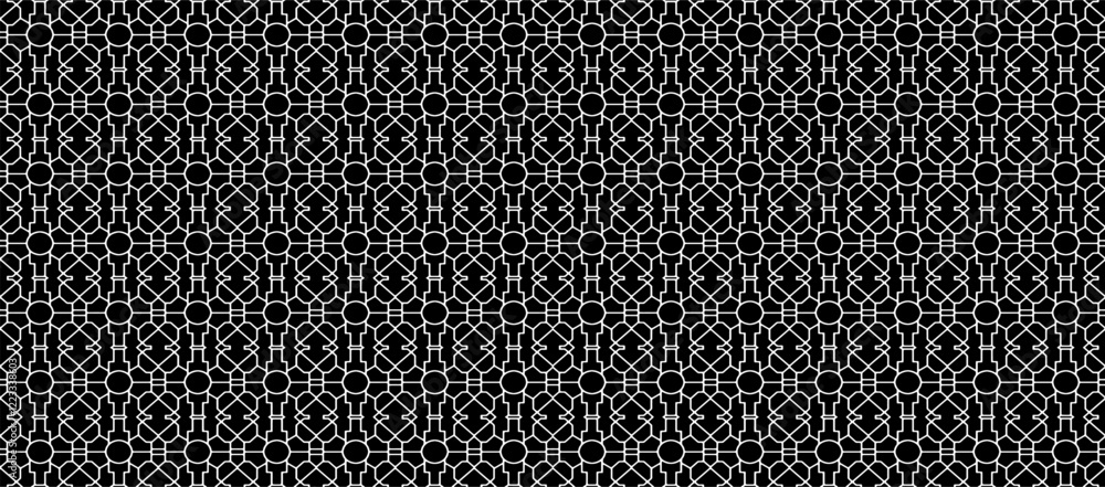 Poster black and white tileable pattern. grunge worn damask pattern design. distressed fabric texture. over