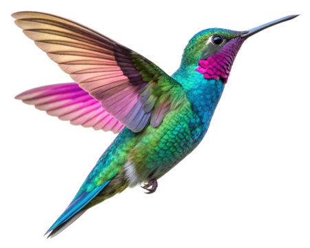 colorful hummingbird isolated on transparent background
