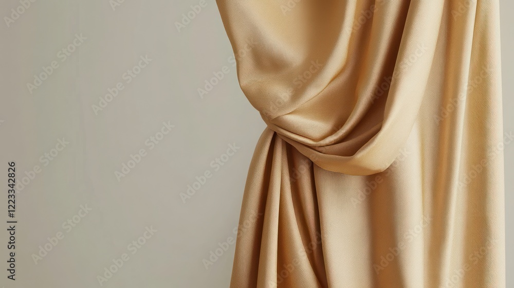 Poster draped fabric creates gentle folds and curves, providing a soft texture in a neutral setting