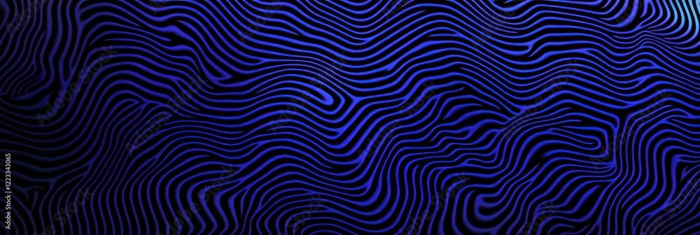 Poster elegant wavy lines in deep blue form a dynamic abstract pattern with subtle contrasts and movement