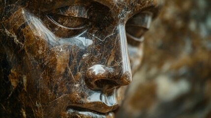 Brown marble head sculpture
