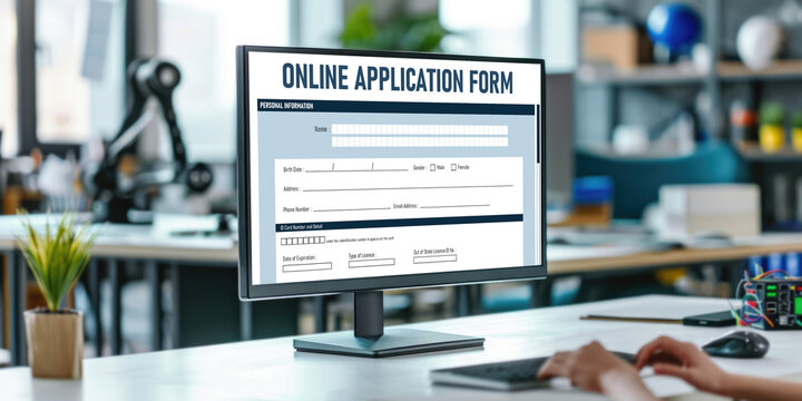 Online application form for brisk registration on the internet website