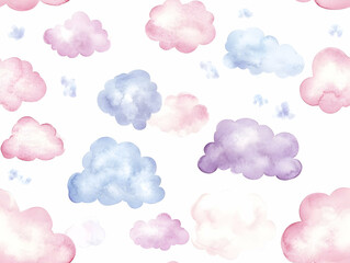 Soft watercolor cloud pattern featuring pastel colors on a light background for serene design projects