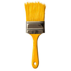 Vivid Yellow Lemon Paintbrush on Plain White Transparent Background