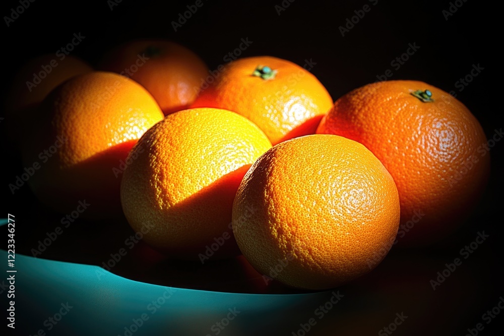 Poster a group of fresh oranges sitting on a table, ready for use or display