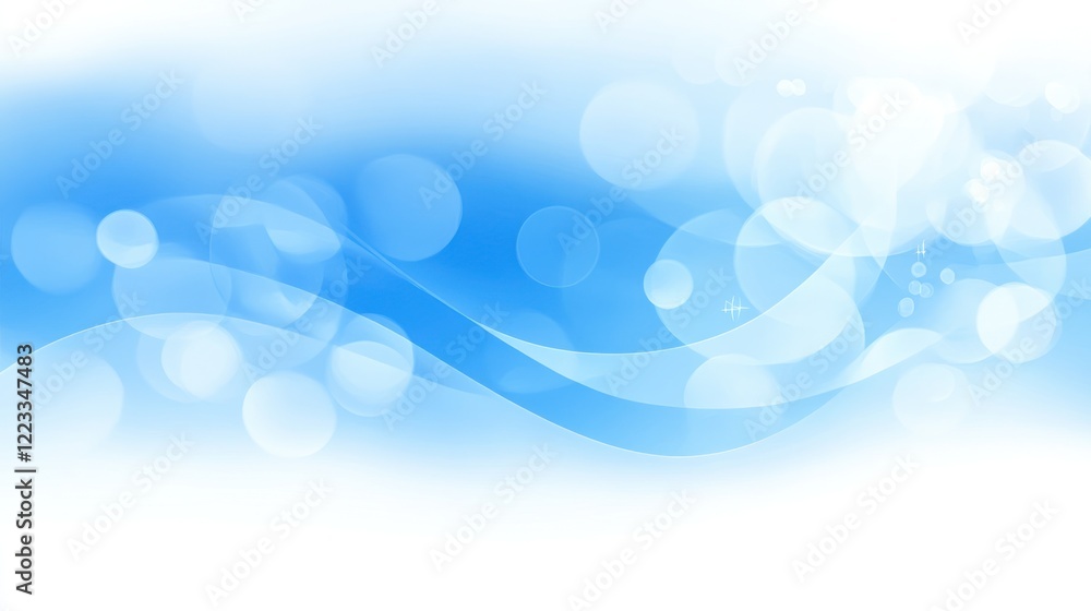 Poster soft blue waves with bokeh highlights create a calming and dynamic background for designs