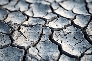 Fototapeta premium A close-up view of the cracked surface of dirt, ideal for use in environmental or nature-focused designs