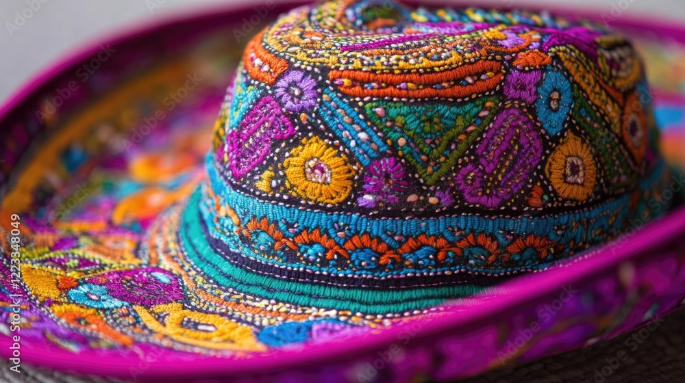 Poster a vibrant hat sits alone on a table, perfect for adding a pop of color to your scene or design