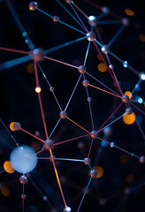 an image of a network with different shapes and lights, close-up, with white tones