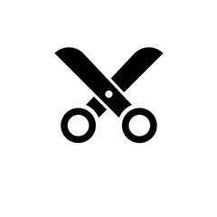 Open Sewing Scissors Solid Flat Vector Icon Isolated on White Background.