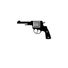 Revolver, Weapon Gun, Western Handgun Solid Flat Vector Icon Isolated on White Background.