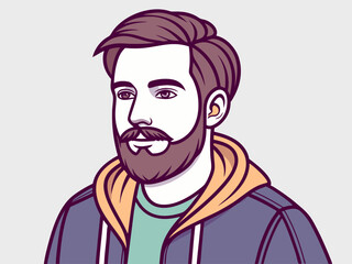 Fototapeta premium Hipster man cartoon icon. Male avatar person people and human theme. Isolated design. Vector illustration