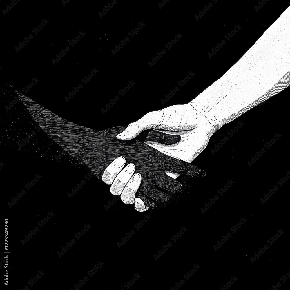Poster Two hands clasped together in unity and support
