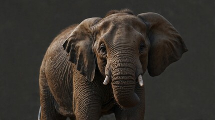 Obraz premium Close-up of an African elephant against a dark background