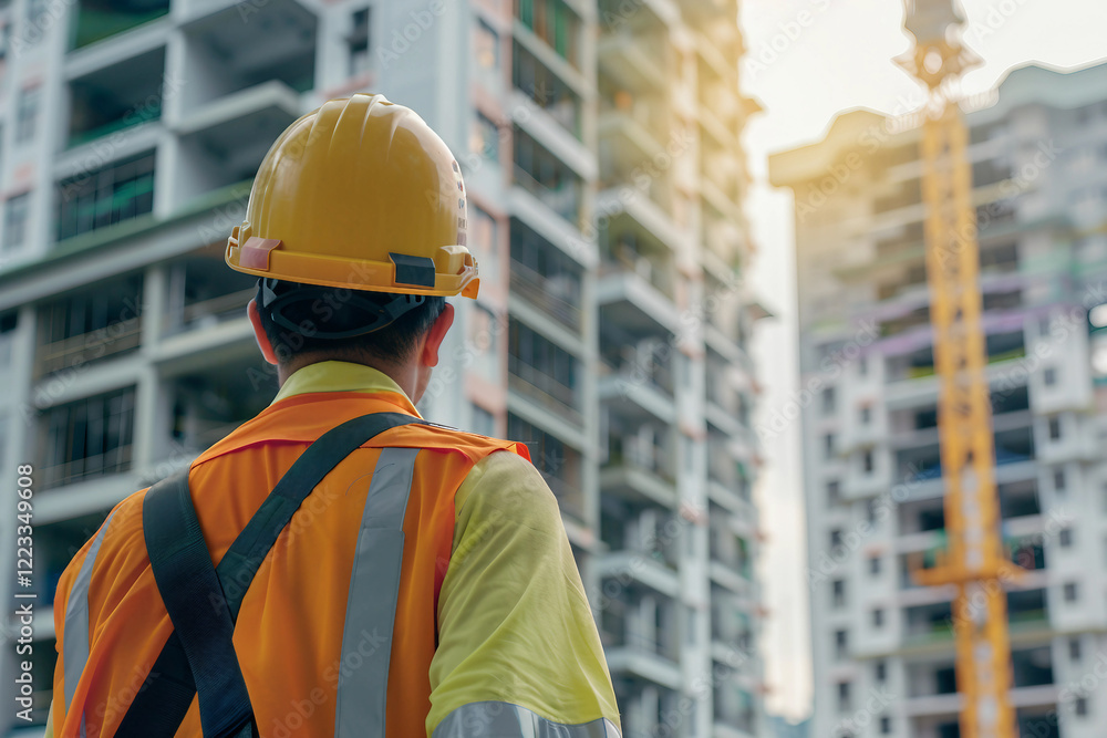 Poster professional worker inspector on building generative ai