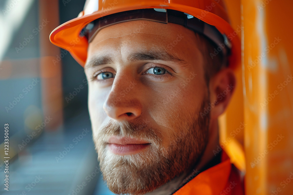 Poster worker inspector on building site generative ai