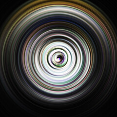 Colorful radial motion effect. Abstract rounded background. Color curves and sphere.