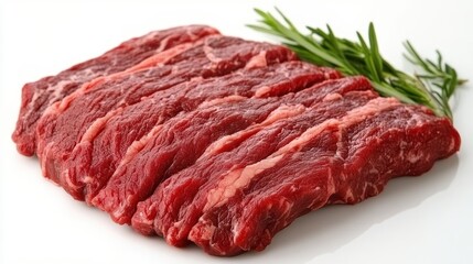 Fresh Raw Beef Cuts with Green Herbs for Culinary Preparation