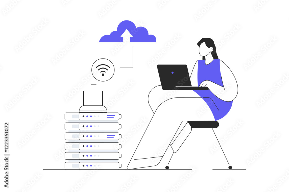 Poster wireless internet connection technology. wifi communication of gadgets to connect internet network. 
