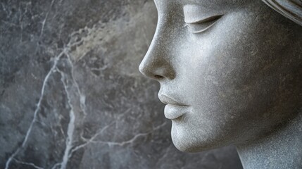 Gray marble head sculpture