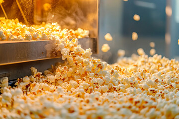 Collection of Popcorn Delights Cinema Snacks, Caramel Treats, and Floating Kernels, Generative AI