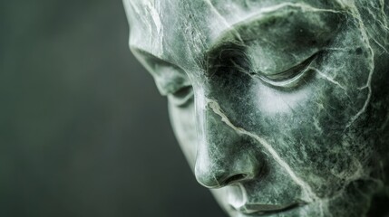 Green marble head sculpture