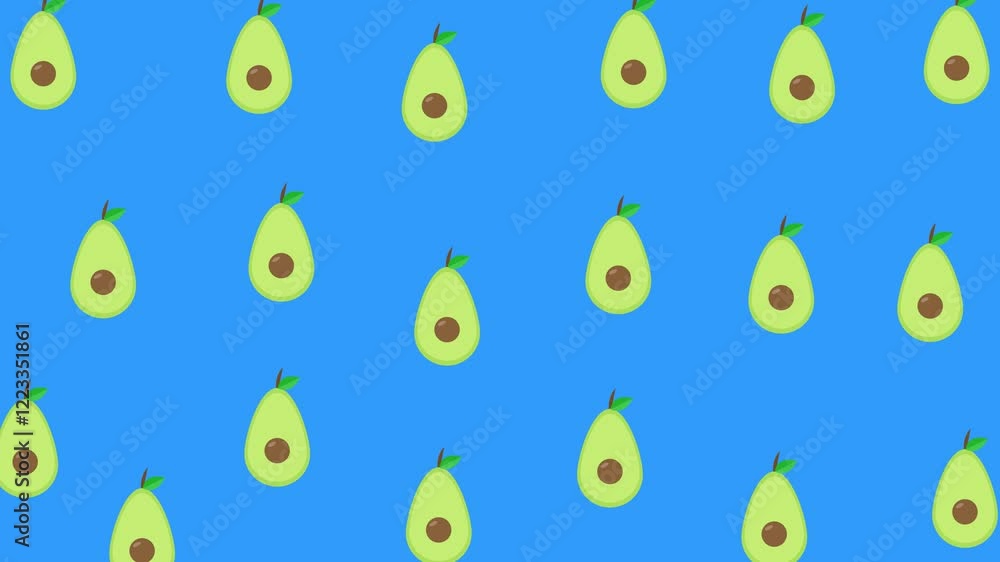 Poster animated avocado pattern seamless loop background video