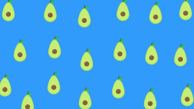 Animated avocado pattern seamless loop background video