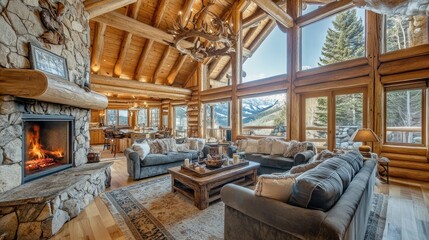 Luxurious Mountain Log Cabin with Stunning Views