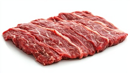 Fresh Uncooked Beef Steak on a White Background Ready for Cooking
