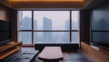Fototapeta premium Modern Apartment with Panoramic City View