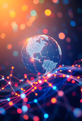 Fototapeta premium Communication technology for internet global networking background, vibrant, with white tones