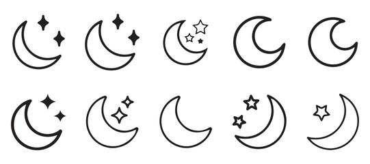 Crescent moon vector set. Vector Design on White Background illustration eps 10
