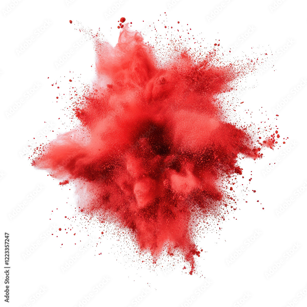 Aufkleber vibrant red color powder explosion creating dynamic visual effect on transparent background, red col