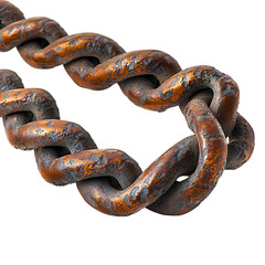 Fototapeta premium Rusty metal chain links form a looping pattern that suggests strength and security, dramatically isolated on a clean transparent background