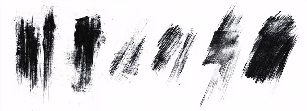 Abstract black brush strokes on white background