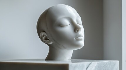 White marble head sculpture