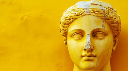 Obraz premium Yellow marble head sculpture