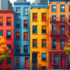 Obraz premium colorful apartment buildings city home house