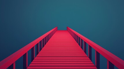 Vibrant red dock extending into calm water