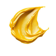 Dijon mustard smear exhibits a smooth and vibrant texture on a clean Transparent background, Dijon mustard smear isolated on PNG background