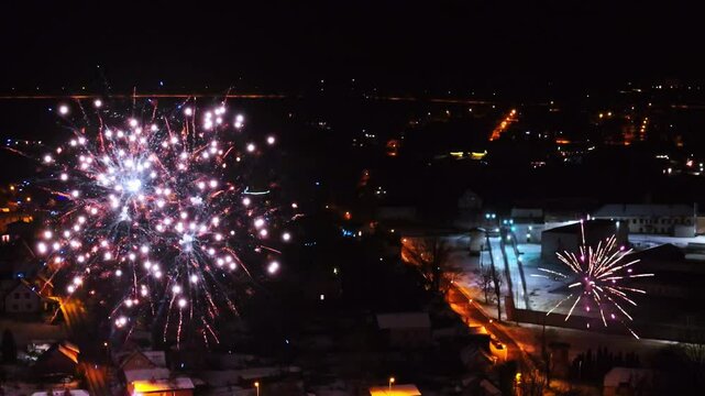 Fireworks show display at night Pyrotechnics New Year's Eve celebration sky light-up