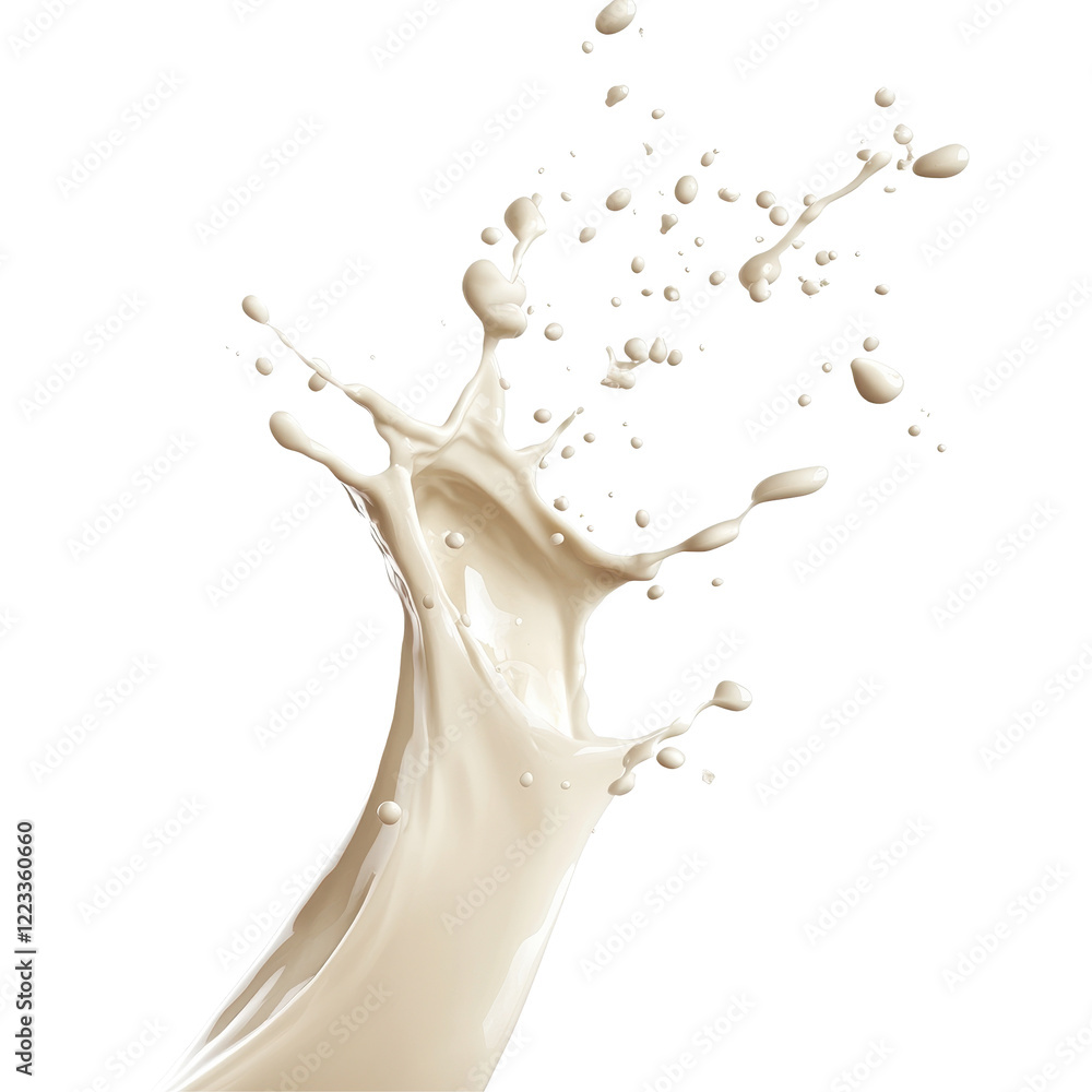 Aufkleber white chocolate splash creating dynamic patterns against a plain background, white chocolate falling
