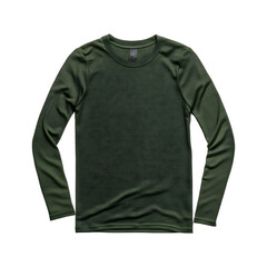 Dark Green Thermal Undershirt Crew Neck Sweater Isolated on Transparent Background