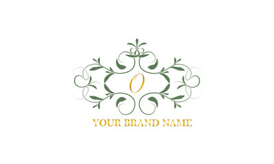 Obraz premium Monogram frame. Classic decorative element with letter O and place for text. Letter pattern.