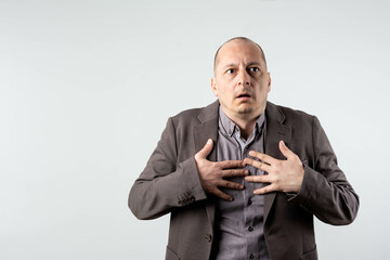 Severe heartache, man suffering from chest pain, having painful