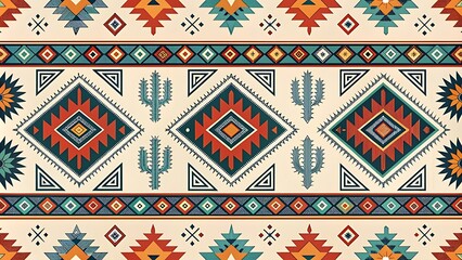 Navajo tribal vector seamless pattern. Native American ornament.